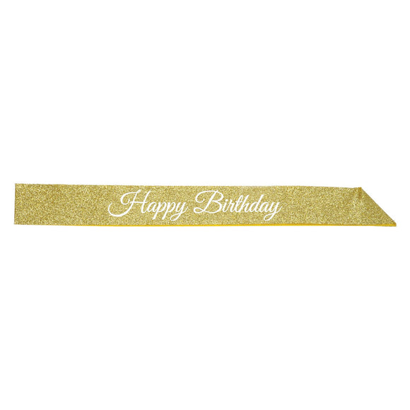 Beistle Happy Birthday Glittered Sash - Party Supply Decoration for Birthday