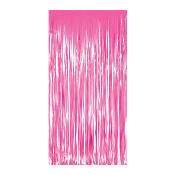 Beistle 1-Ply Plastic Fringe Curtain - Neon Pink - Party Supply Decoration for General Occasion