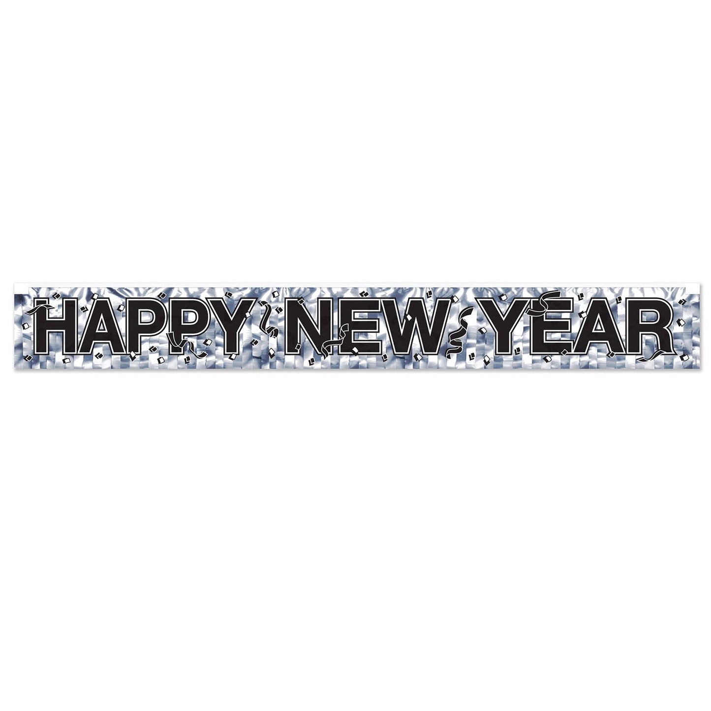 Beistle Silver Metallic Happy New Year Fringe Banner 70.5 in  x 5' (1/Pkg) Party Supply Decoration : New Years