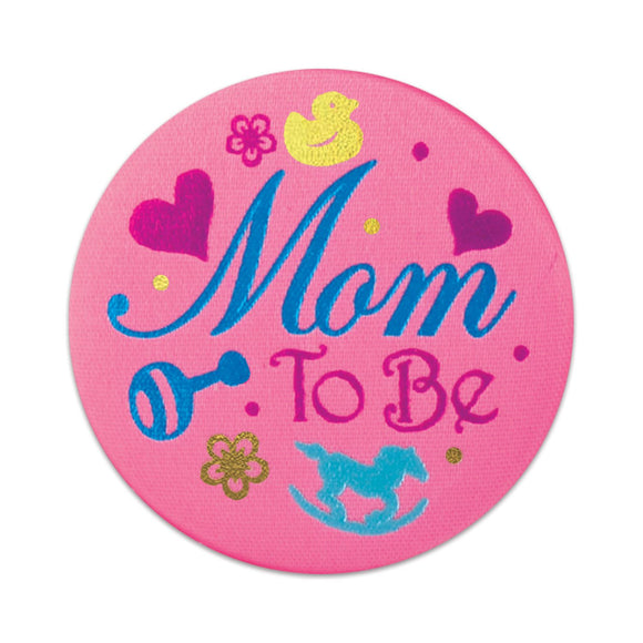 Beistle Mom To Be Satin Button - Party Supply Decoration for Baby Shower
