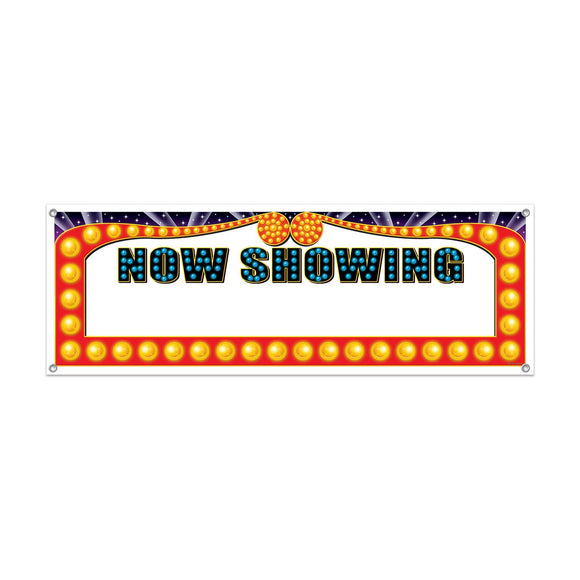 Beistle Now Showing Blank Sign Banner 5' x 21 in  (1/Pkg) Party Supply Decoration : Awards Night