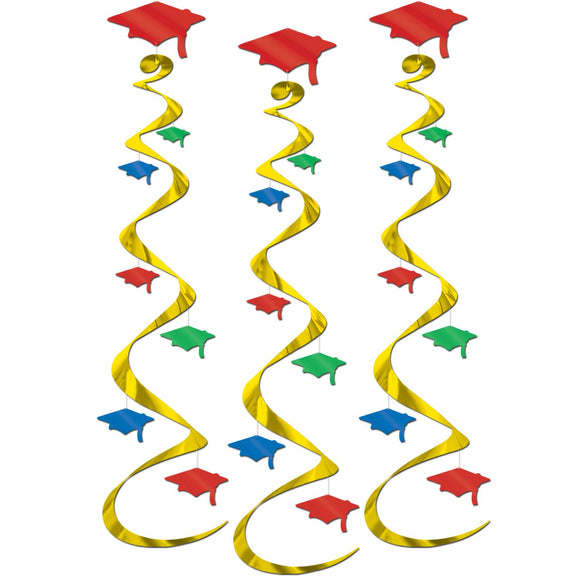 Beistle Multi-Color Graduation Cap Whirls (3/Pkg) - Party Supply Decoration for Graduation