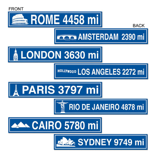 Beistle Travel Street Sign Cutouts (4/pkg) 4 in  x 24 in  (4/Pkg) Party Supply Decoration : International