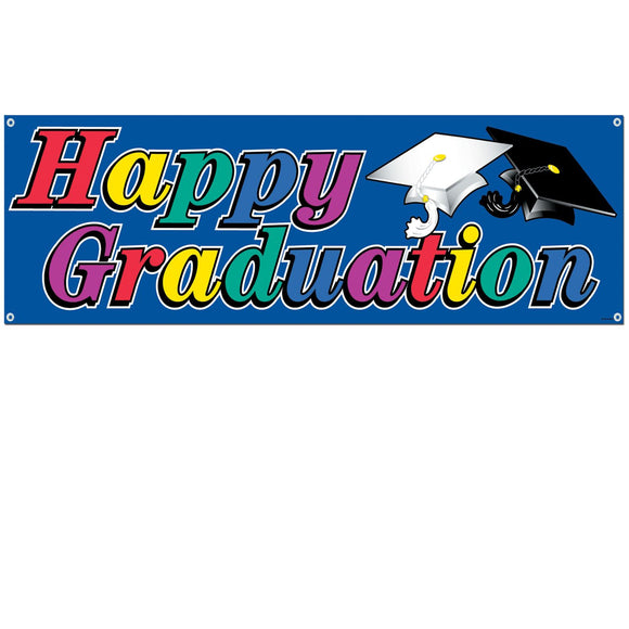 Beistle Happy Graduation Sign Banner - 5 Foot 5' x 21 in  (1/Pkg) Party Supply Decoration : Graduation