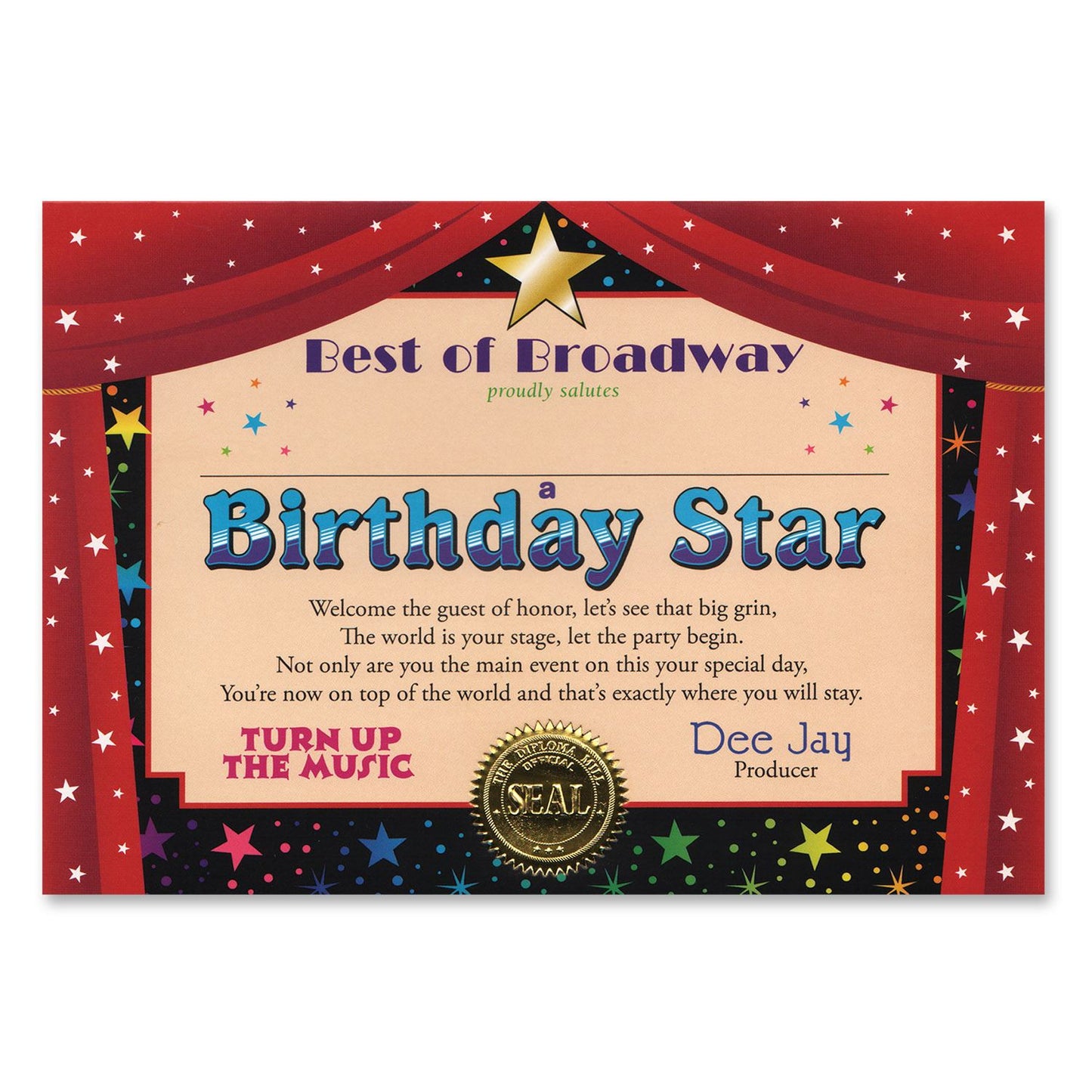 Beistle Birthday Star Award Certificates - Party Supply Decoration for Birthday