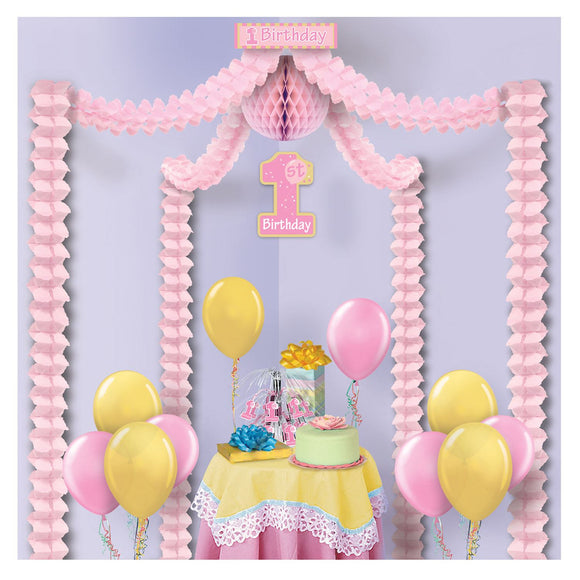 Beistle 1st Birthday Party Canopy - Pink - Party Supply Decoration for 1st Birthday