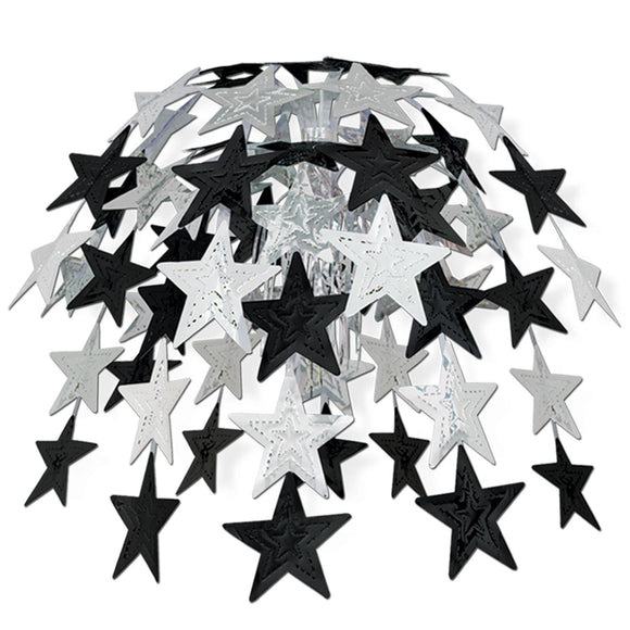 Beistle Black and Silver Star Cascade - Party Supply Decoration for New Years