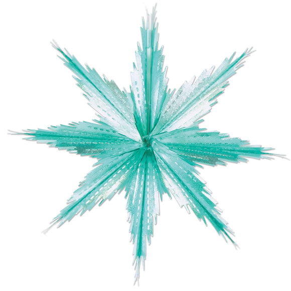 Beistle 2-Tone Metallic Snowflakes (Turquoise & Silver) - Party Supply Decoration for Christmas / Winter