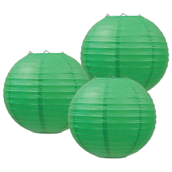 Beistle Green Paper Lanterns (3 Paper Lanterns Per Package) - Party Supply Decoration for General Occasion