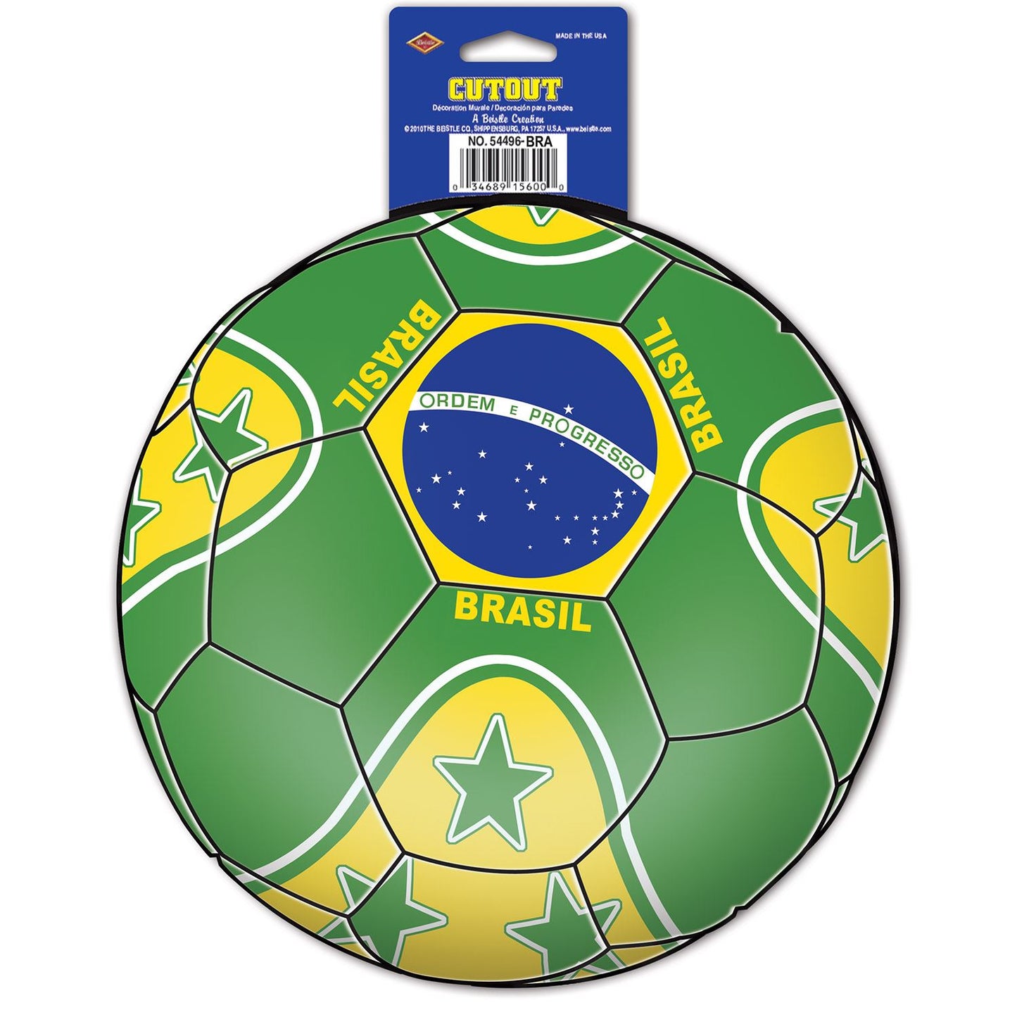 Beistle Brasil Soccer Cutout 10 in  (1/Card) Party Supply Decoration : Soccer