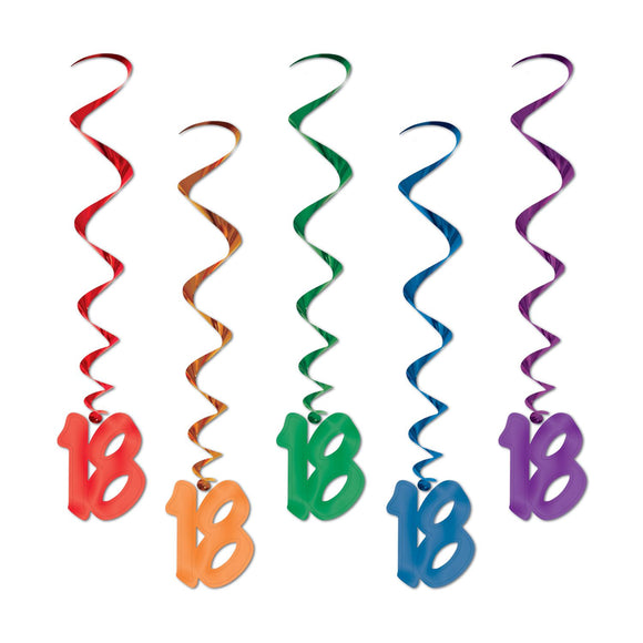 Beistle 18th Whirls (5/pkg) - Party Supply Decoration for Birthday