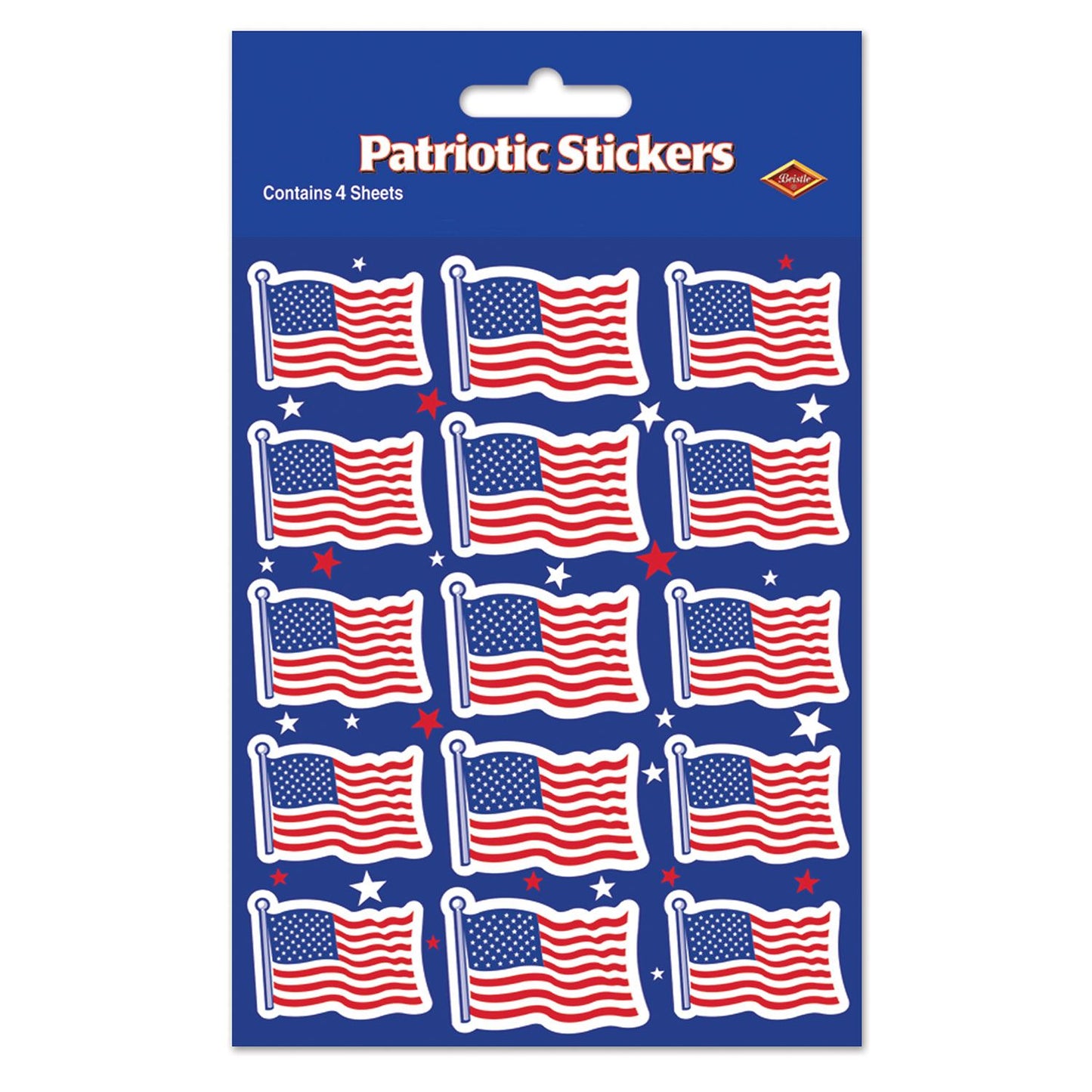 Beistle US Flag Stickers (4 sheets/pkg) - Party Supply Decoration for Patriotic