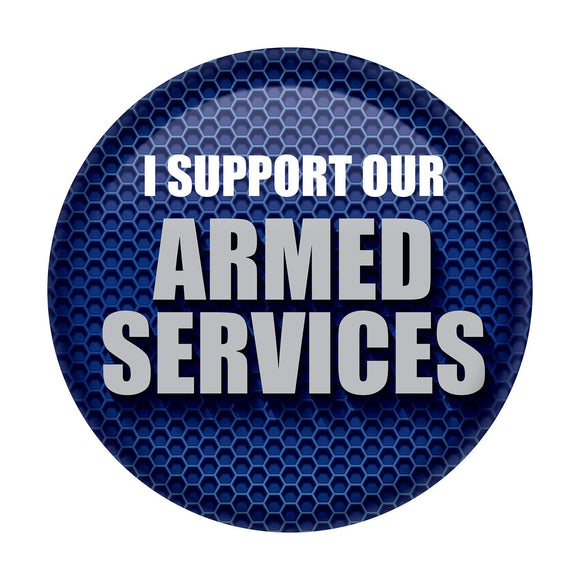 Beistle I Support Our Armed Services Button - Party Supply Decoration for Patriotic
