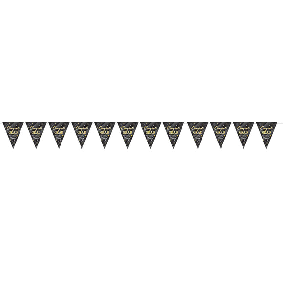 Beistle ALL Weather Metallic Congrats Grad Pennant Banner 11 in  x 12' (1/Pkg) Party Supply Decoration : Graduation