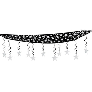 Beistle Black and Silver The Stars Are Out Ceiling Decoration - Party Supply Decoration for New Years
