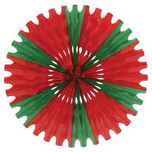 Beistle Red and Green Art-Tissue Fan - Party Supply Decoration for Christmas / Winter