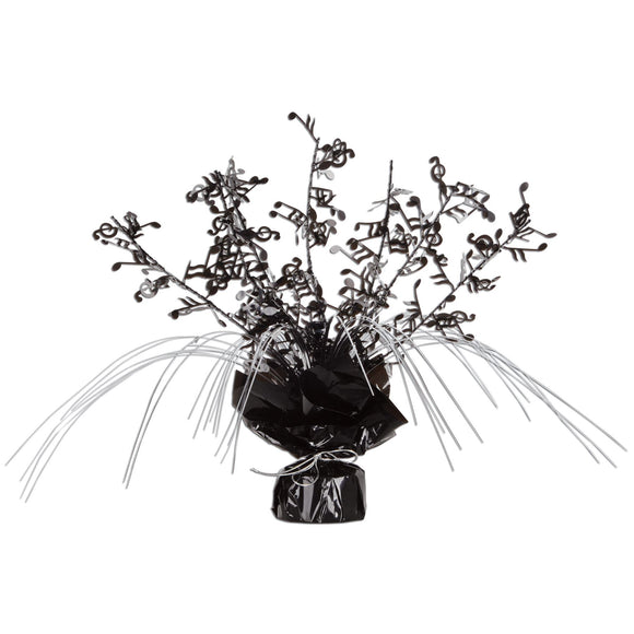 Beistle Black and Silver Musical Note Gleam N Spray Centerpiece 11 in  (1/Pkg) Party Supply Decoration : Music