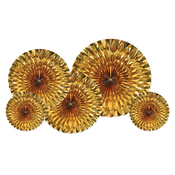 Beistle Metallic Fans - Gold - Party Supply Decoration for General Occasion