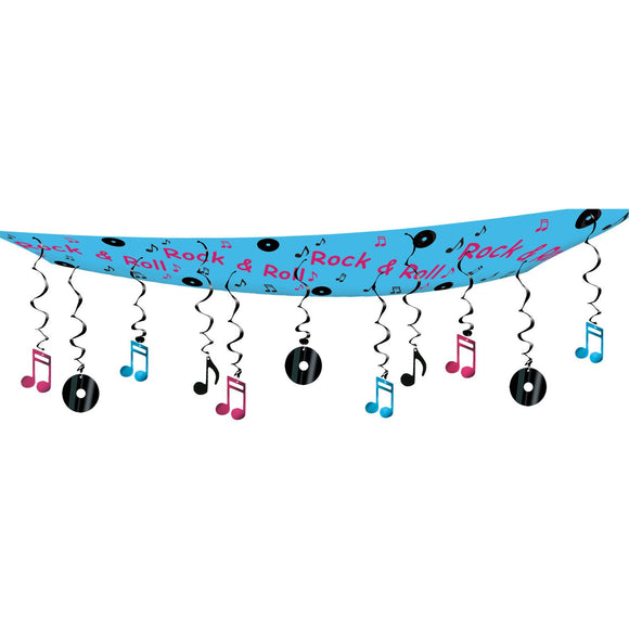 Beistle Rock and Roll Ceiling Decoration - Party Supply Decoration for 50's/Rock & Roll