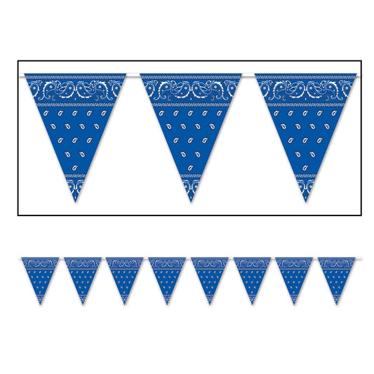 Beistle Bandana Pennant Banner 11 in  x 12' (1/Pkg) Party Supply Decoration : Western