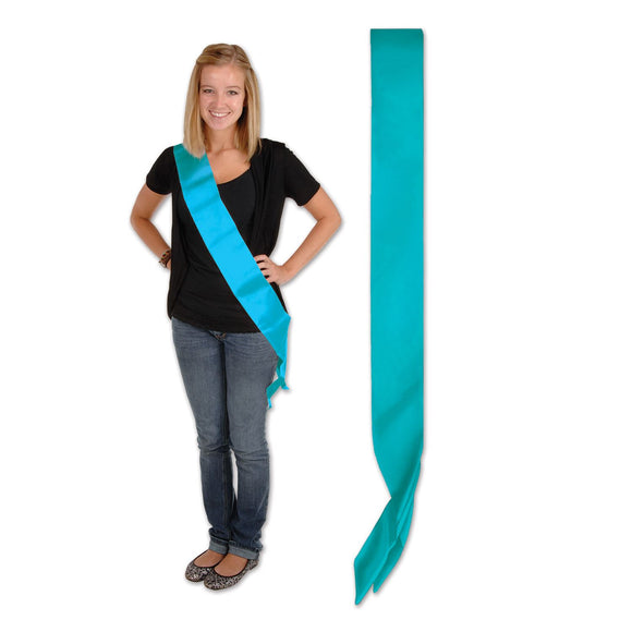 Beistle Turquoise Satin Sash - Party Supply Decoration for General Occasion