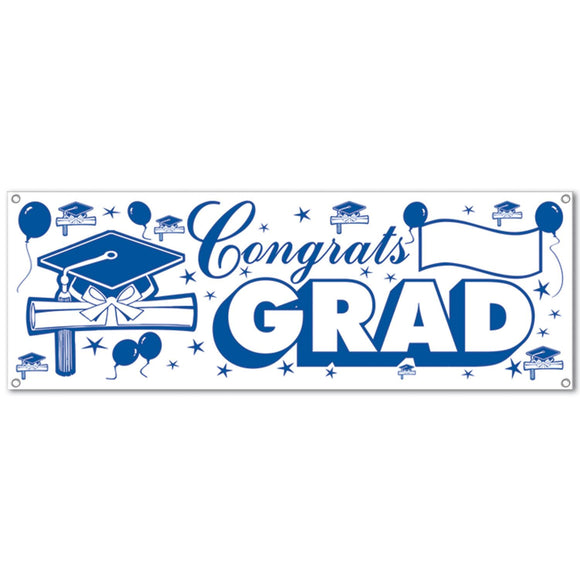 Beistle Congrats Grad Sign Banner 5' x 21 in  (1/Pkg) Party Supply Decoration : Graduation