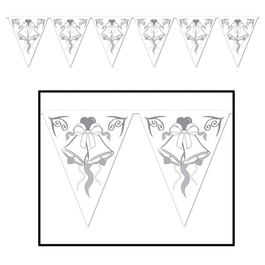 Beistle Wedding Bells Pennant Banner 11 in  x 12' (1/Pkg) Party Supply Decoration : Wedding