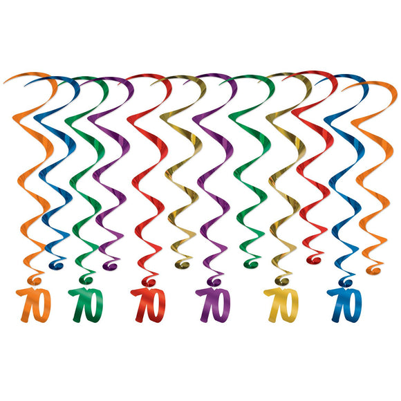Beistle '70' Whirls - 12 Piece - Party Supply Decoration for Birthday