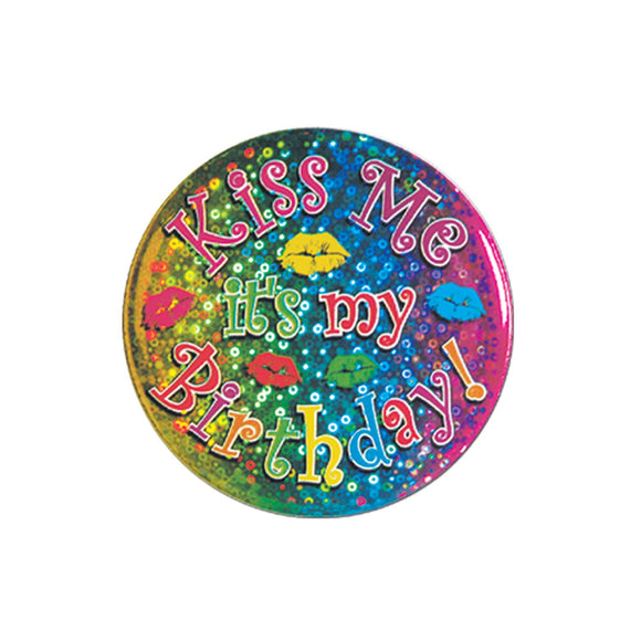 Beistle Kiss Me - It's My Birthday Button - Party Supply Decoration for Birthday