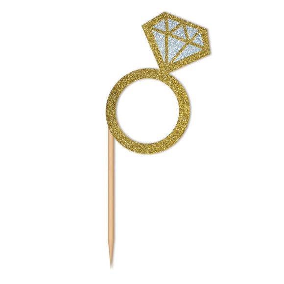 Beistle Diamond Ring Cupcake Toppers - Party Supply Decoration for Bachelorette