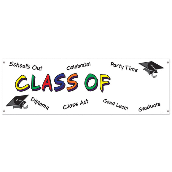 Beistle Class Of  in Year in  Sign Banner 5' x 21 in  (1/Pkg) Party Supply Decoration : Graduation