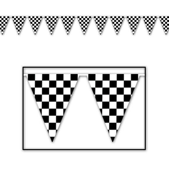 Beistle Checkered Outdoor Pennant Banner, 120 ft 17 in  x 120' (1/Pkg) Party Supply Decoration : Racing
