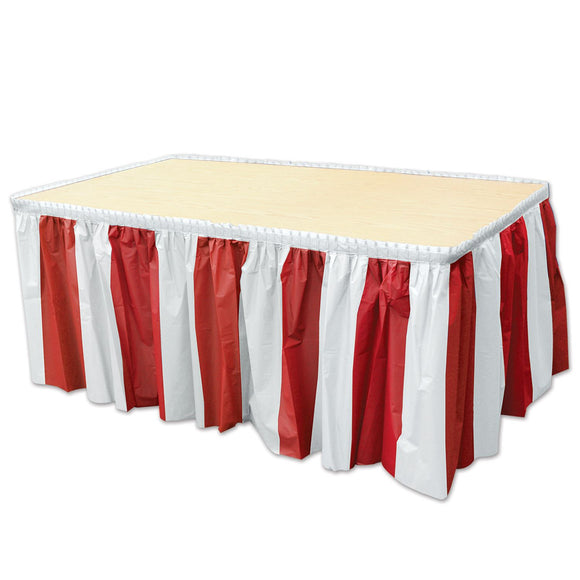 Beistle Red & White Stripes Table Skirting - Party Supply Decoration for Pirate