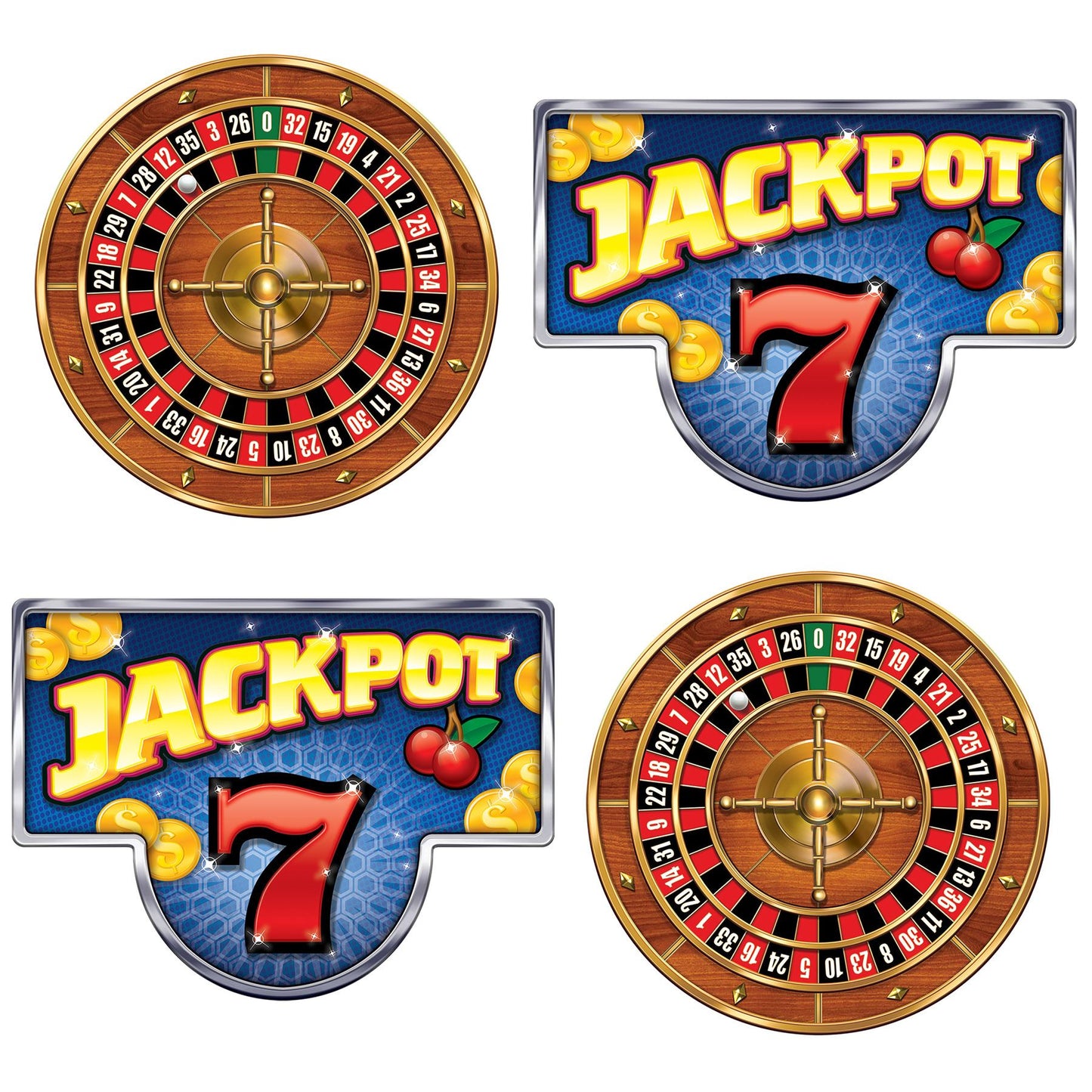 Beistle Casino Hanging Roulette Wheels & Jackpot Signs Asstd (4/Box) Party Supply Decoration : Prom