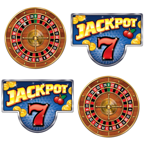 Beistle Casino Hanging Roulette Wheels & Jackpot Signs Asstd (4/Box) Party Supply Decoration : Prom