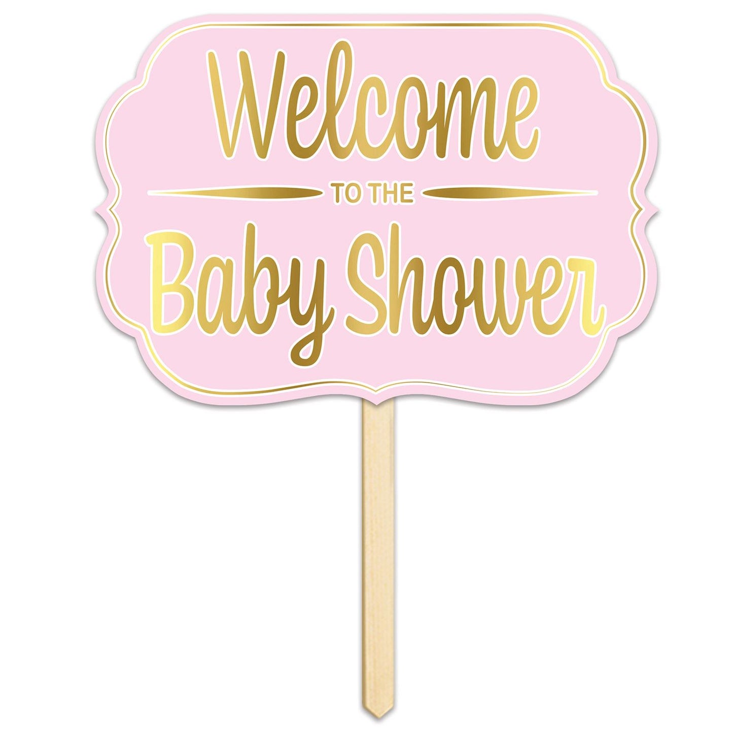 Beistle Foil Welcome To The Baby Shower Yard Sign (Pink) 10 in  x 140.5 in   Party Supply Decoration : Baby Shower