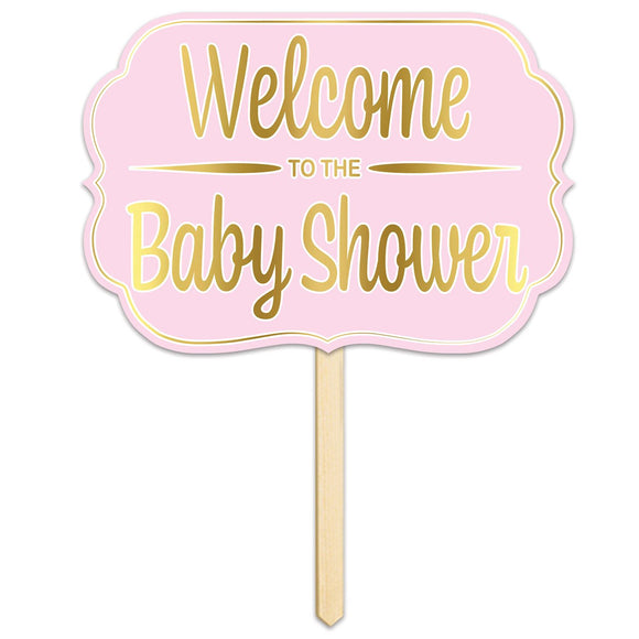 Beistle Foil Welcome To The Baby Shower Yard Sign (Pink) 10 in  x 140.5 in   Party Supply Decoration : Baby Shower