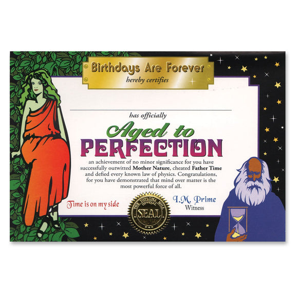 Beistle Aged To Perfection Certificate - Party Supply Decoration for Over-The-Hill