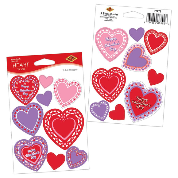 Beistle Heart Stickers - Party Supply Decoration for Valentines