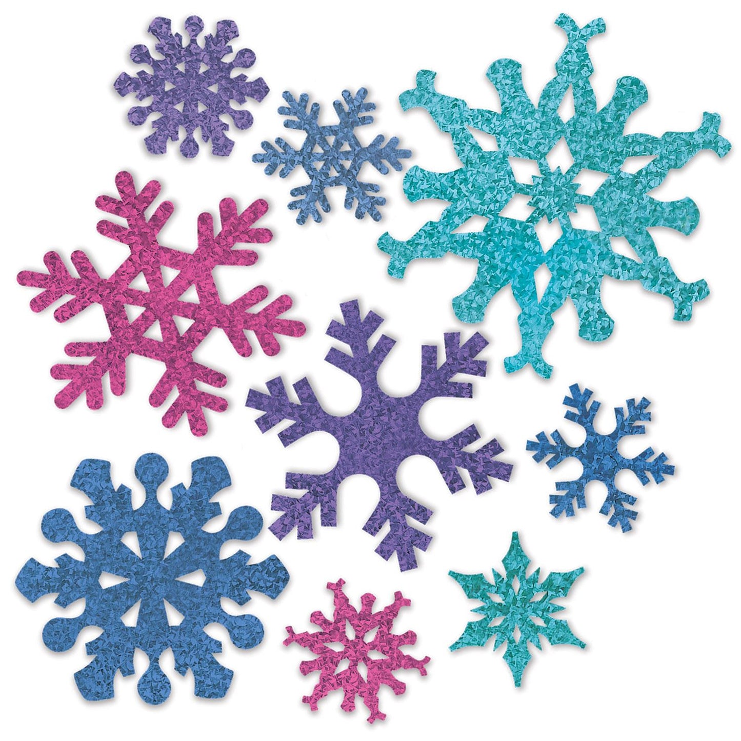 Beistle Snowflake Cutouts 5 in -12 in  (9/Pkg) Party Supply Decoration : Christmas/Winter