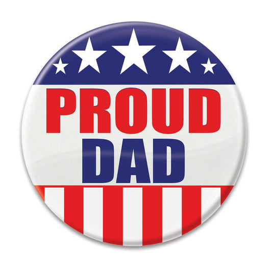 Beistle Proud Dad Button - Party Supply Decoration for Patriotic