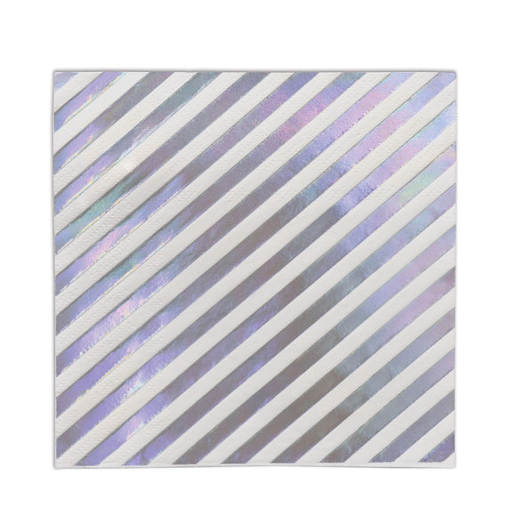 Beistle Iridescent Stripes Luncheon Napkins - Party Supply Decoration for General Occasion