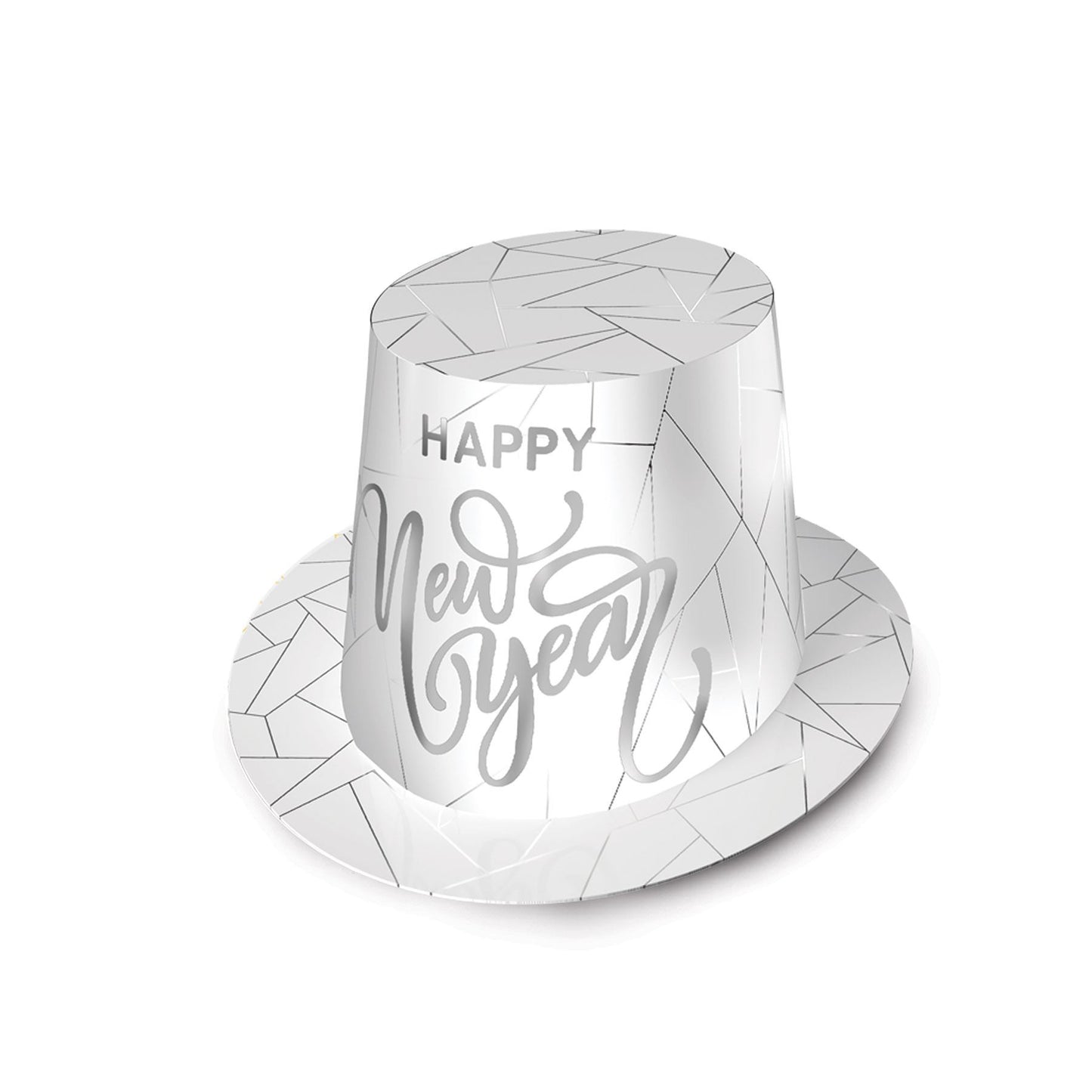 Beistle White New Year Silver Hi-Hat (sold 25 per box)   Party Supply Decoration : New Years