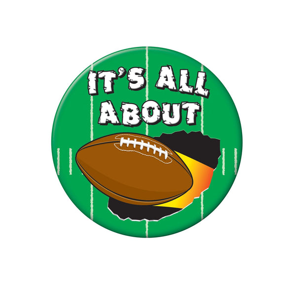Beistle It's All About Football Button - Party Supply Decoration for Football