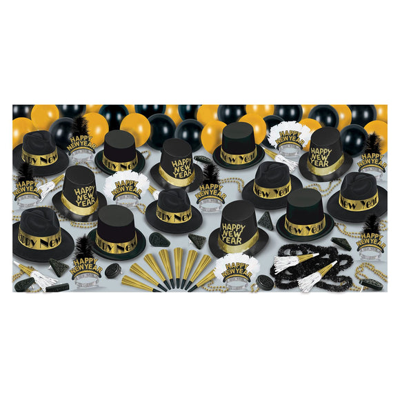 Beistle Gold Grand Deluxe New Year Assortment (for 50 people) - Party Supply Decoration for New Years
