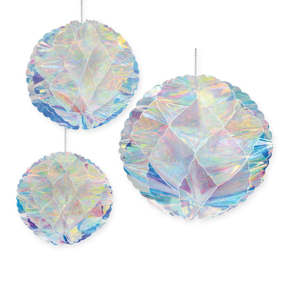 Beistle Iridescent Honeycomb Balls - Party Supply Decoration for General Occasion