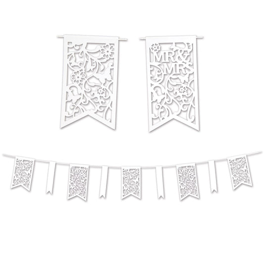 Beistle Die-Cut Mr & Mrs Pennant Banner 70.5 in  x 12' (1/Pkg) Party Supply Decoration : Wedding