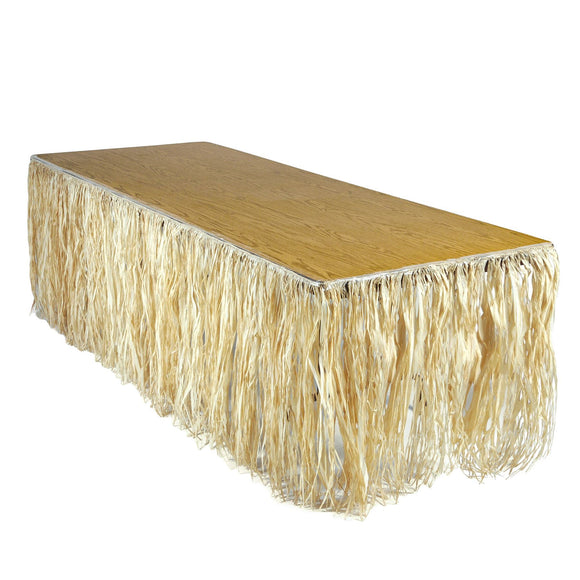 Beistle Raffia Tropical Table Skirting - Party Supply Decoration for Luau