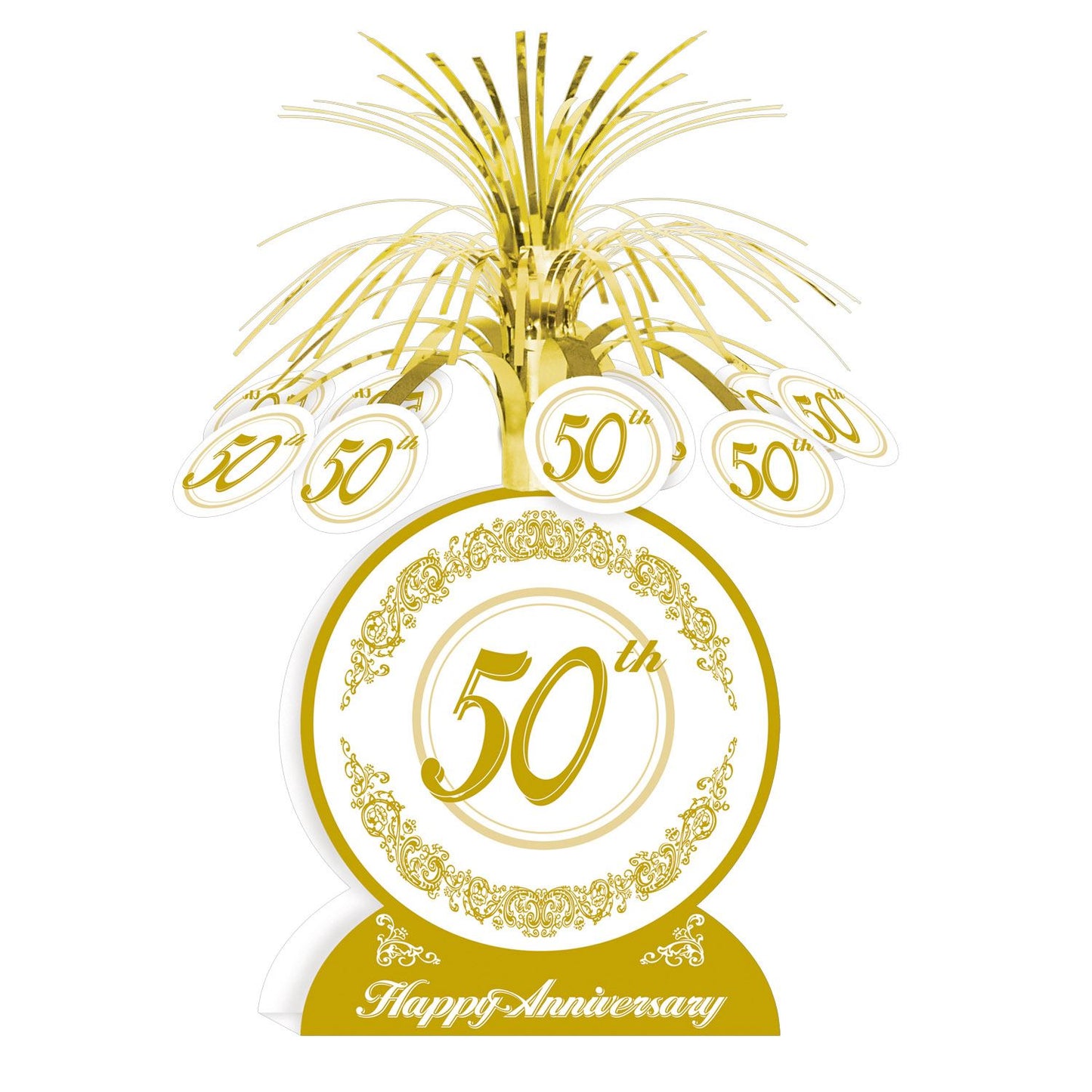 Beistle 50th Anniversary Centerpiece 13 in  (1/Pkg) Party Supply Decoration : Anniversary