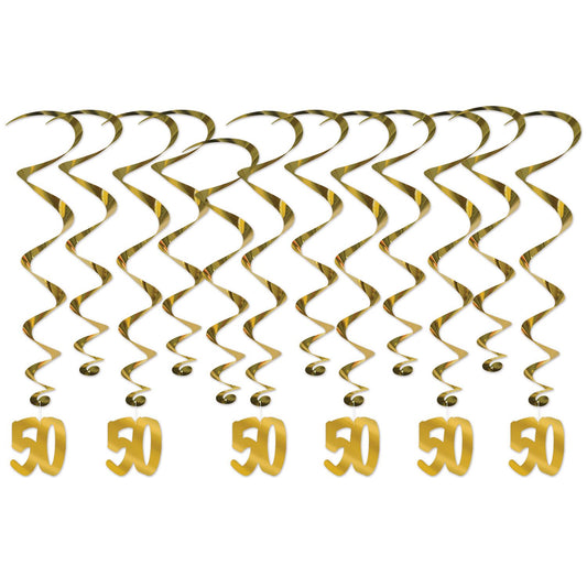 Beistle 50th Anniversary Whirls - Party Supply Decoration for Anniversary